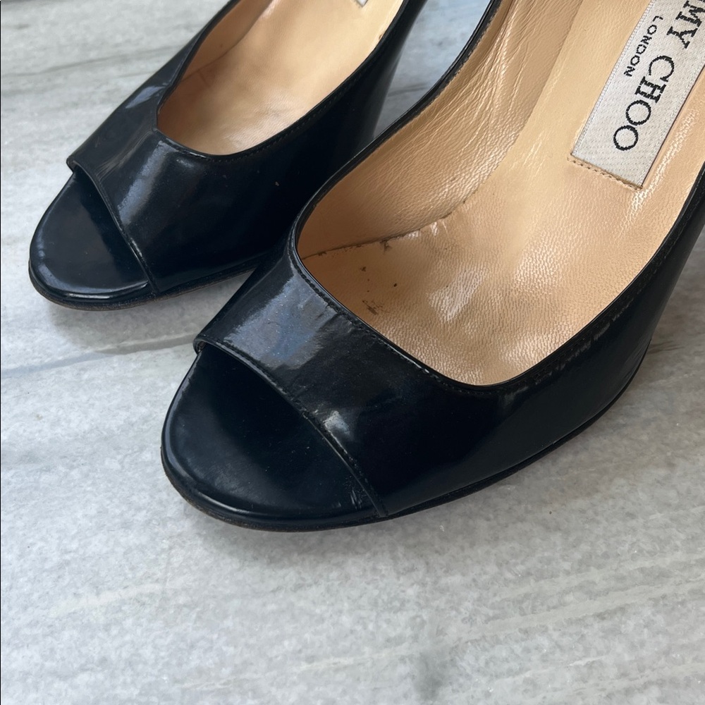 Jimmy Choo Black Peep Toe Pumps - Picture 4 of 10